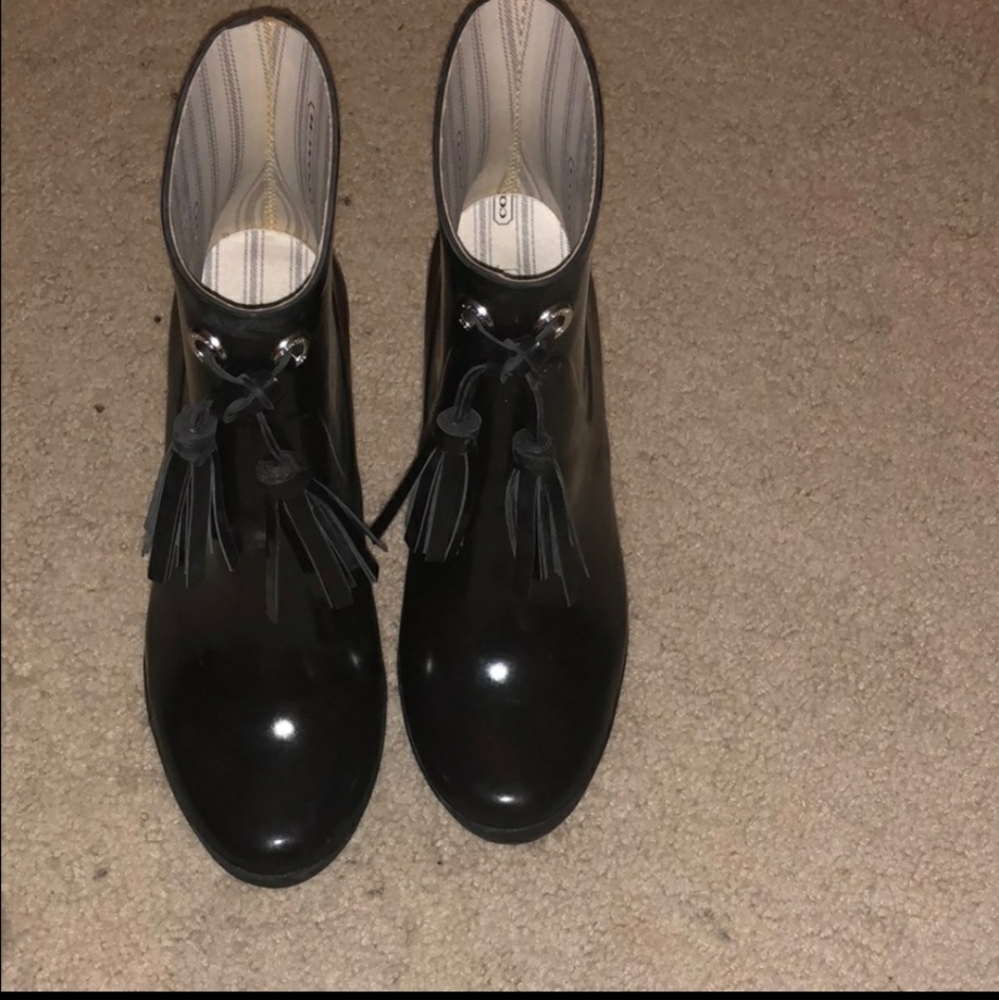 Sexy Black Coach rain boots with tassels